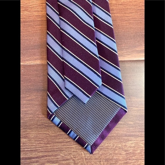 🍁SALE🍁NORDSTROM Purple/Silver Striped 100% Silk Necktie - Picture 5 of 9